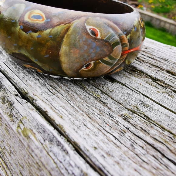 Hand-painted Wooden Snake Bangle Bracelet - Picture 8 of 14